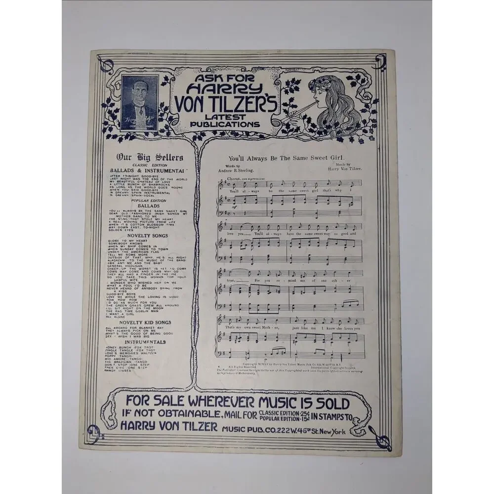 1916 You Were Just‎ Made To Order For Me Sheet Music by Harry Von Tilzer